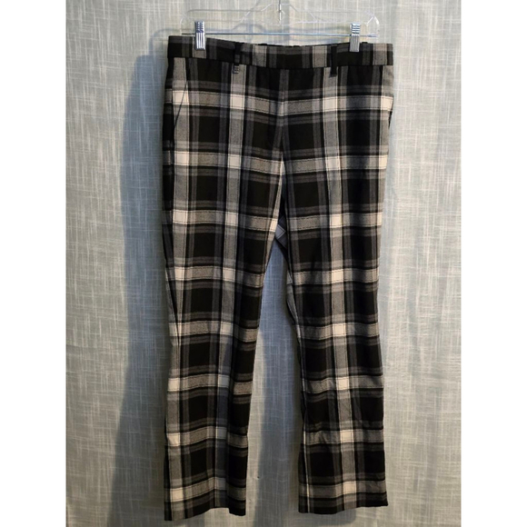 Women's Gap Tailored Crop Pants Size 6R Black and White Plaid - Picture 1 of 8